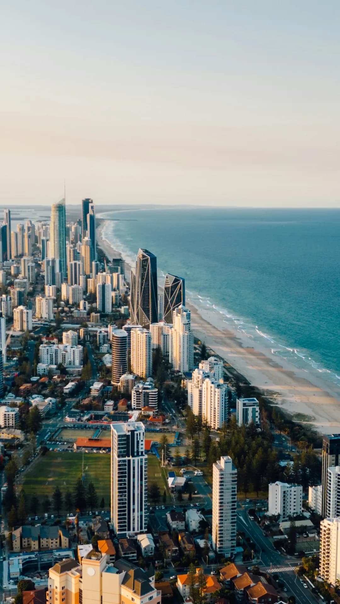 Coastal city skyline